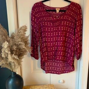 Maroon patterned blouse